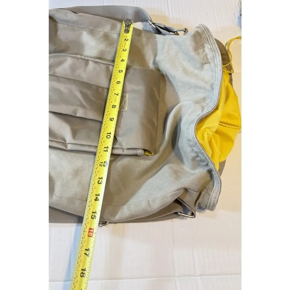 Gap Tan Cotton Tote Bag with Yellow Mesh Drawstring Lining Pockets Crossbody